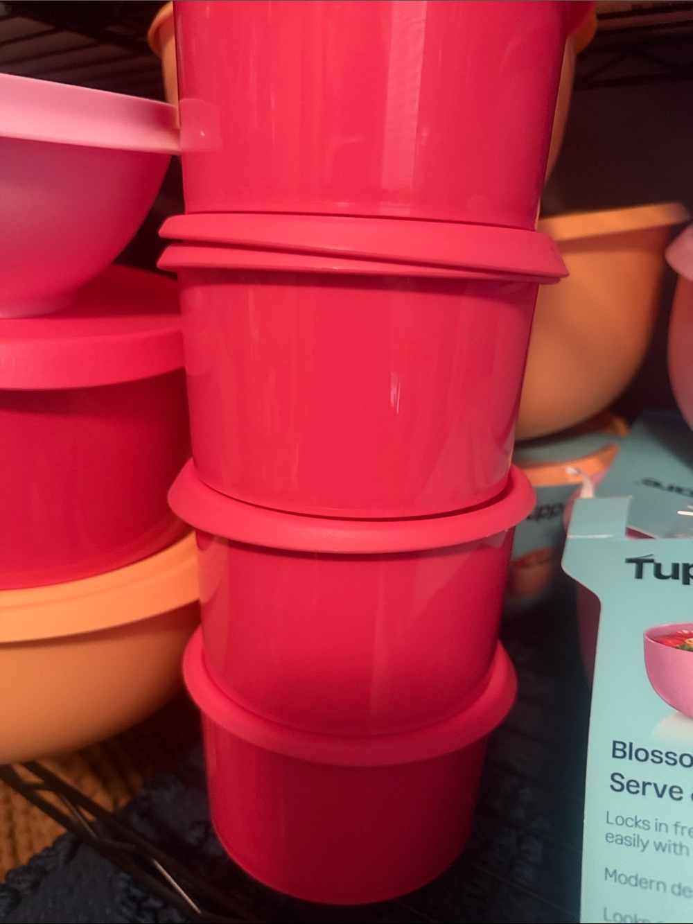 Bright Pink Stackable Food Storage Cups 2 1/4 c